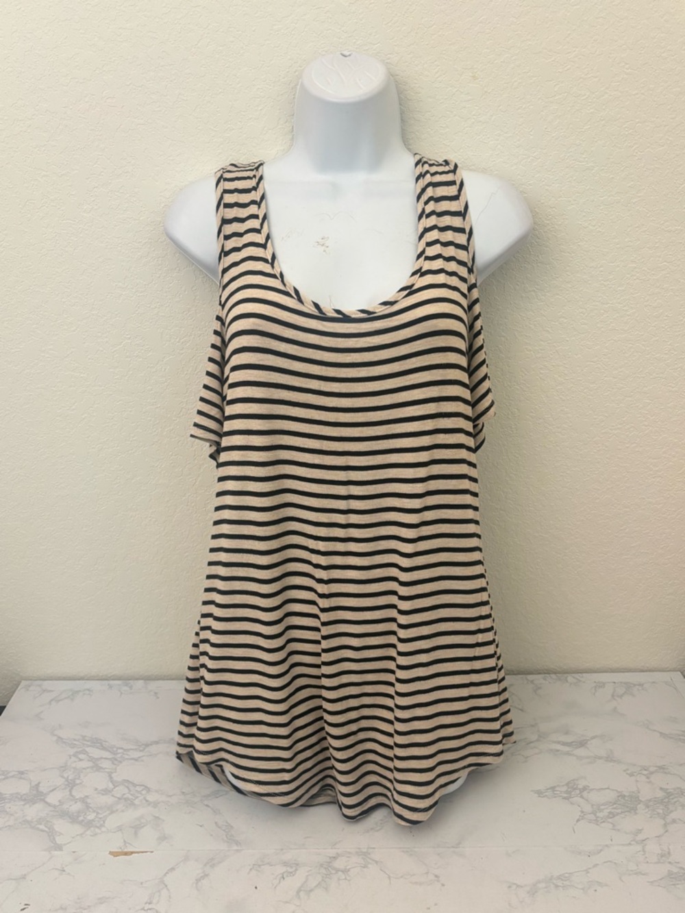 Olivia Blu Short Sleeve Cold Shoulder Top Women’s M Pullover Striped Blouse